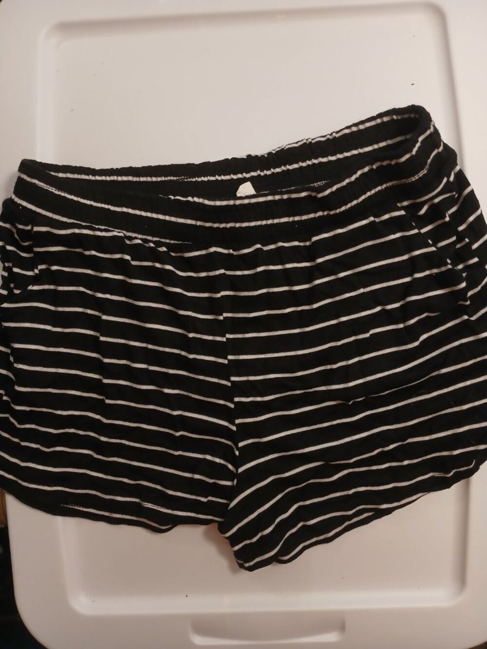 Crown Of Hearts XL Girls Black and White Stripe Shorts